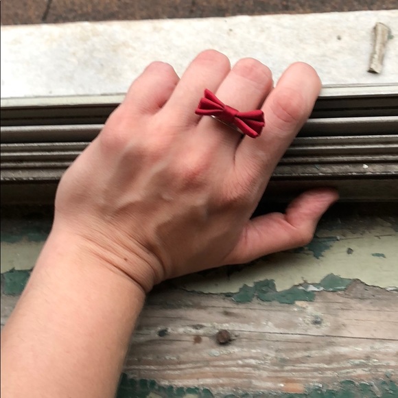 Remember Me Maroon Silk Bow Ring - Picture 8 of 8
